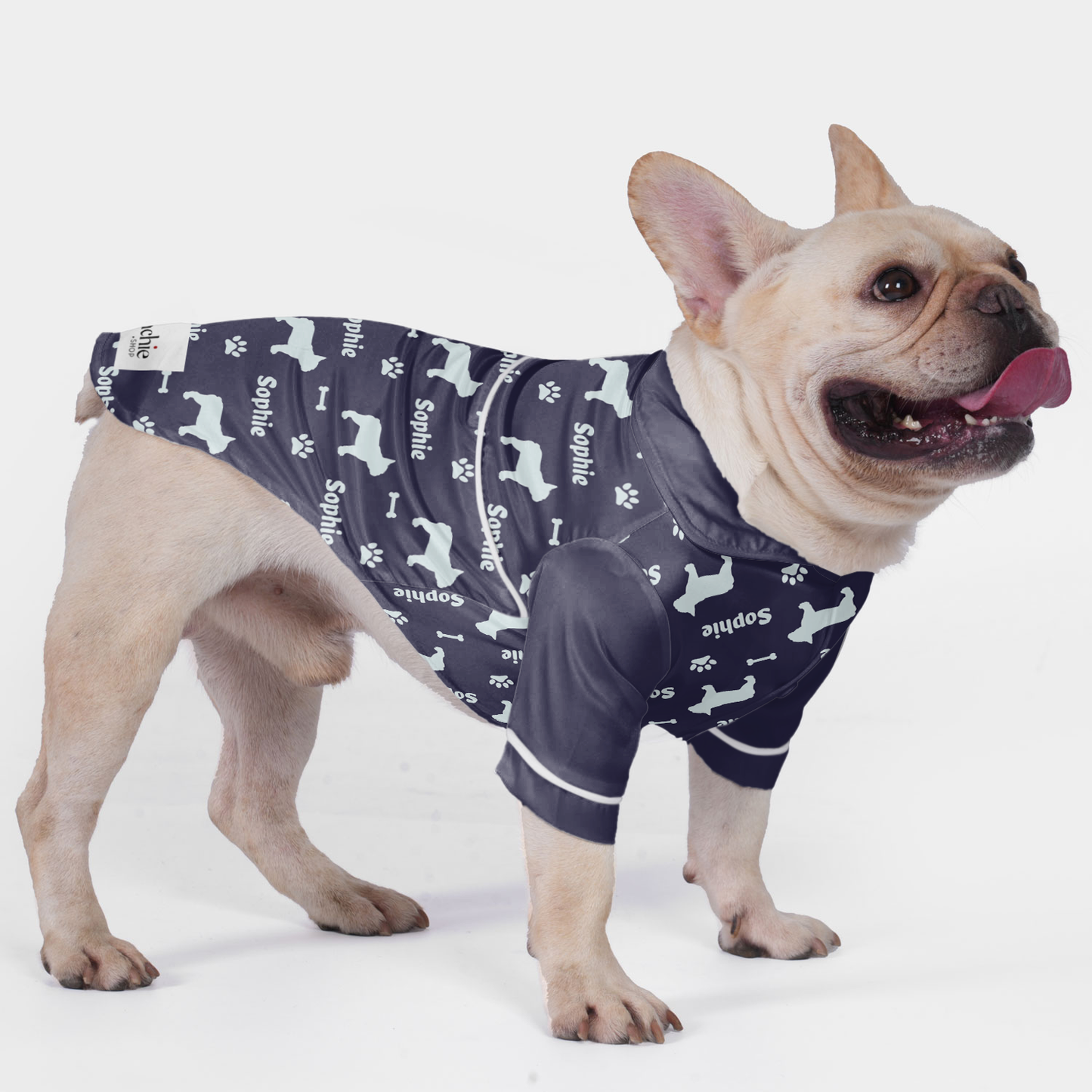 Personalized French Bulldog Pajamas with Your Frenchie's Name as a Pattern