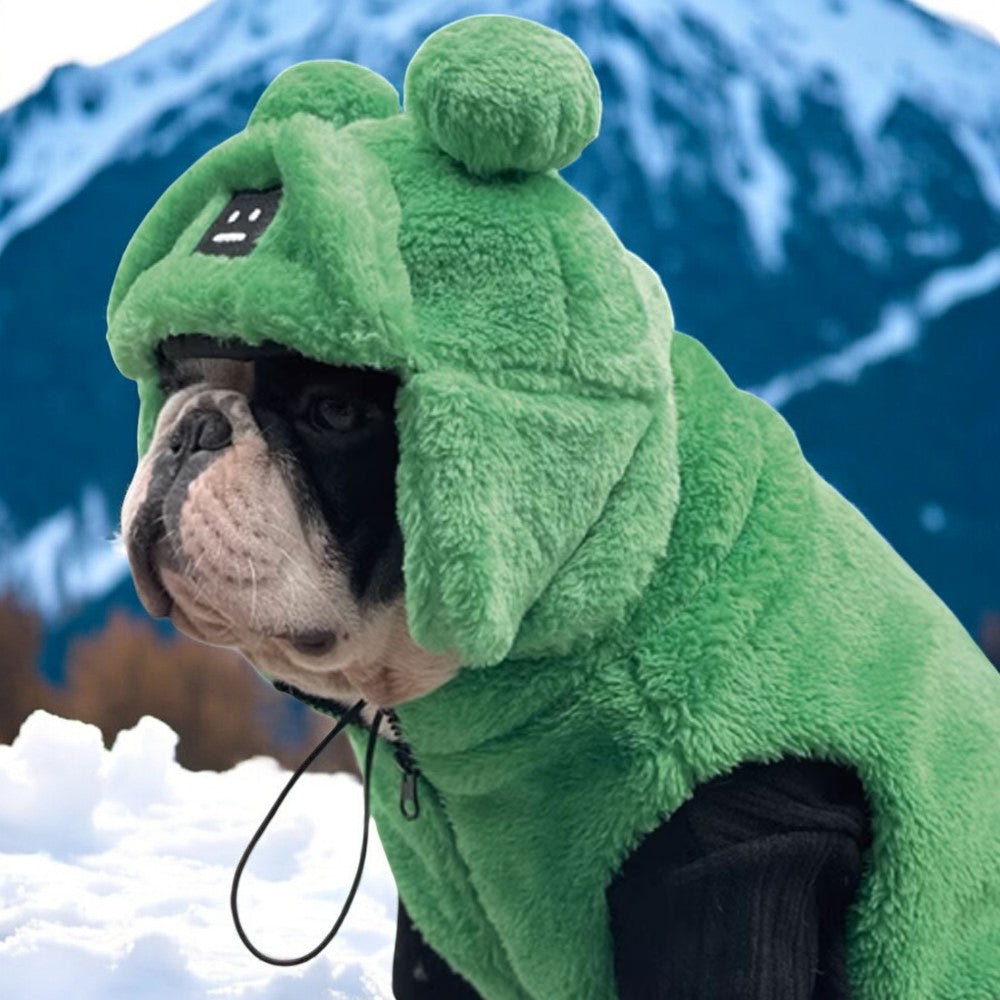 Winter Warm Dog Hat - Cozy Green Lei Feng Style for French Bulldogs