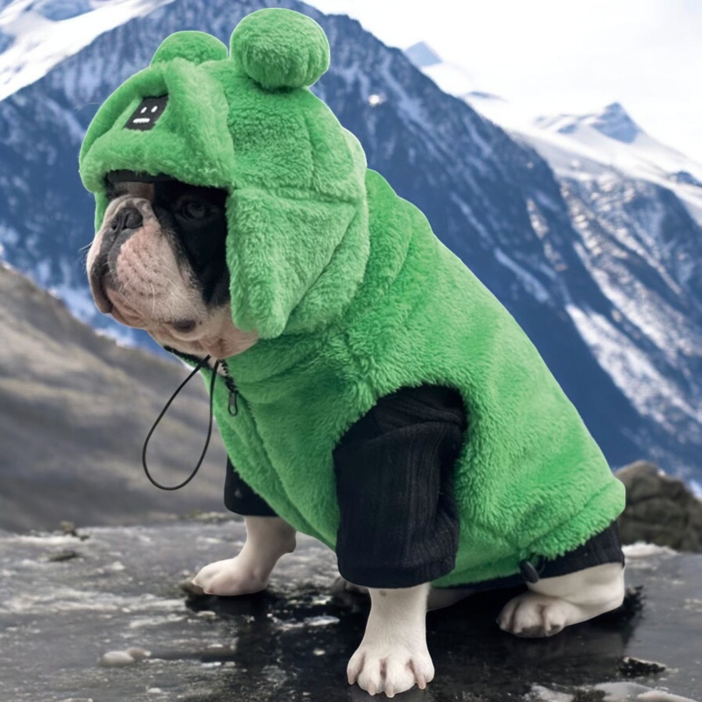 Winter Warm Dog Hat - Cozy Green Lei Feng Style for French Bulldogs