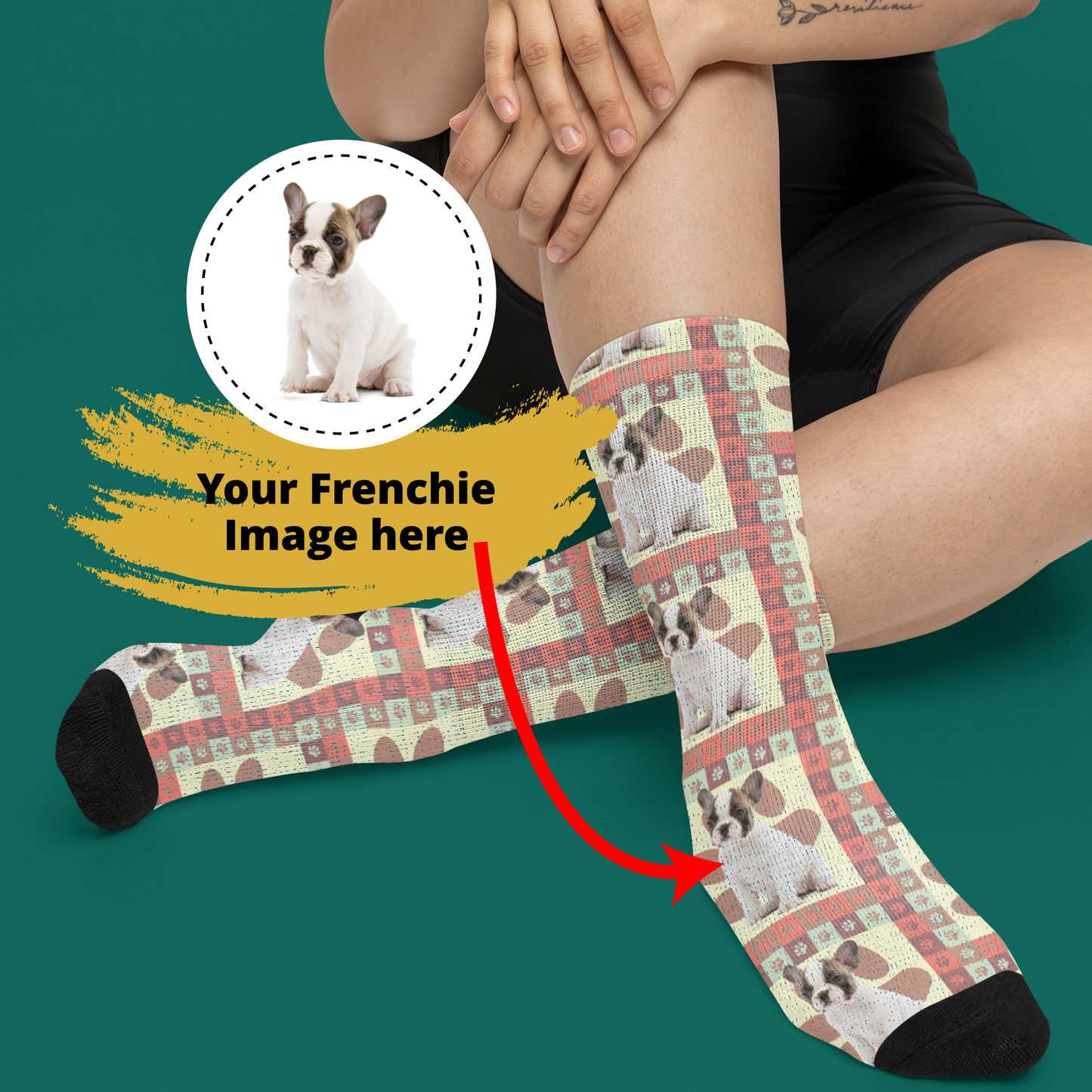 Custom socks  with Frenchie Photo