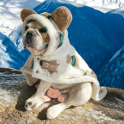 Cozy Large Bear Cape for Dogs - Warm Autumn & Winter Blanket Shawl for French Bulldogs