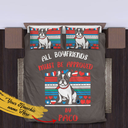 Boyfriend - Custom Bedding Set with Frenchie's Name