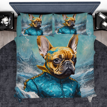 Oceanic Frenchie Duvet Cover Set - Dive into Comfortable Sleep