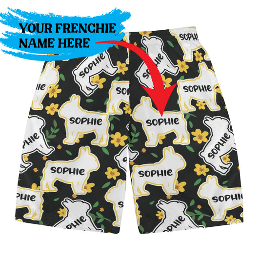 Custom Mens All Over Print Shorts with French Bulldog Name