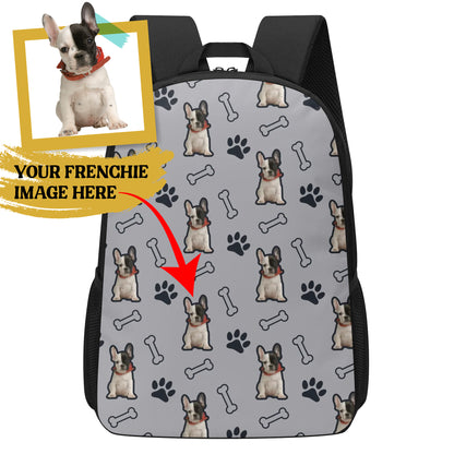 Custom 17 Inch School Backpack with Your French Bulldog Image