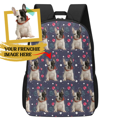 Custom 17 Inch School Backpack with Your French Bulldog Image