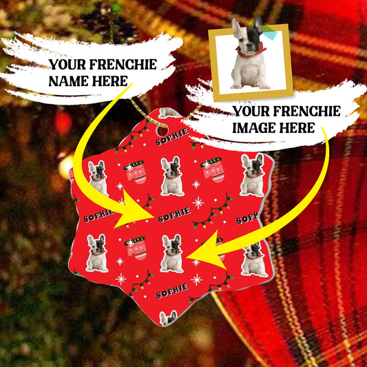 Personalized French Bulldog Ornaments Featuring Your Frenchie’s Image and Name