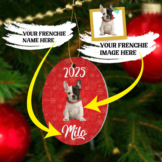 Personalized French Bulldog Ornaments Featuring Your Frenchie’s Image and Name