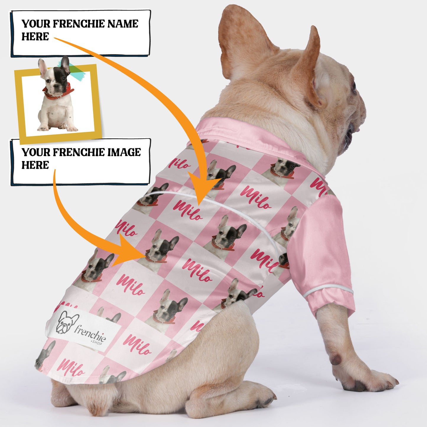 Personalized French Bulldog Pajamas featuring Your Dog’s Name and Image