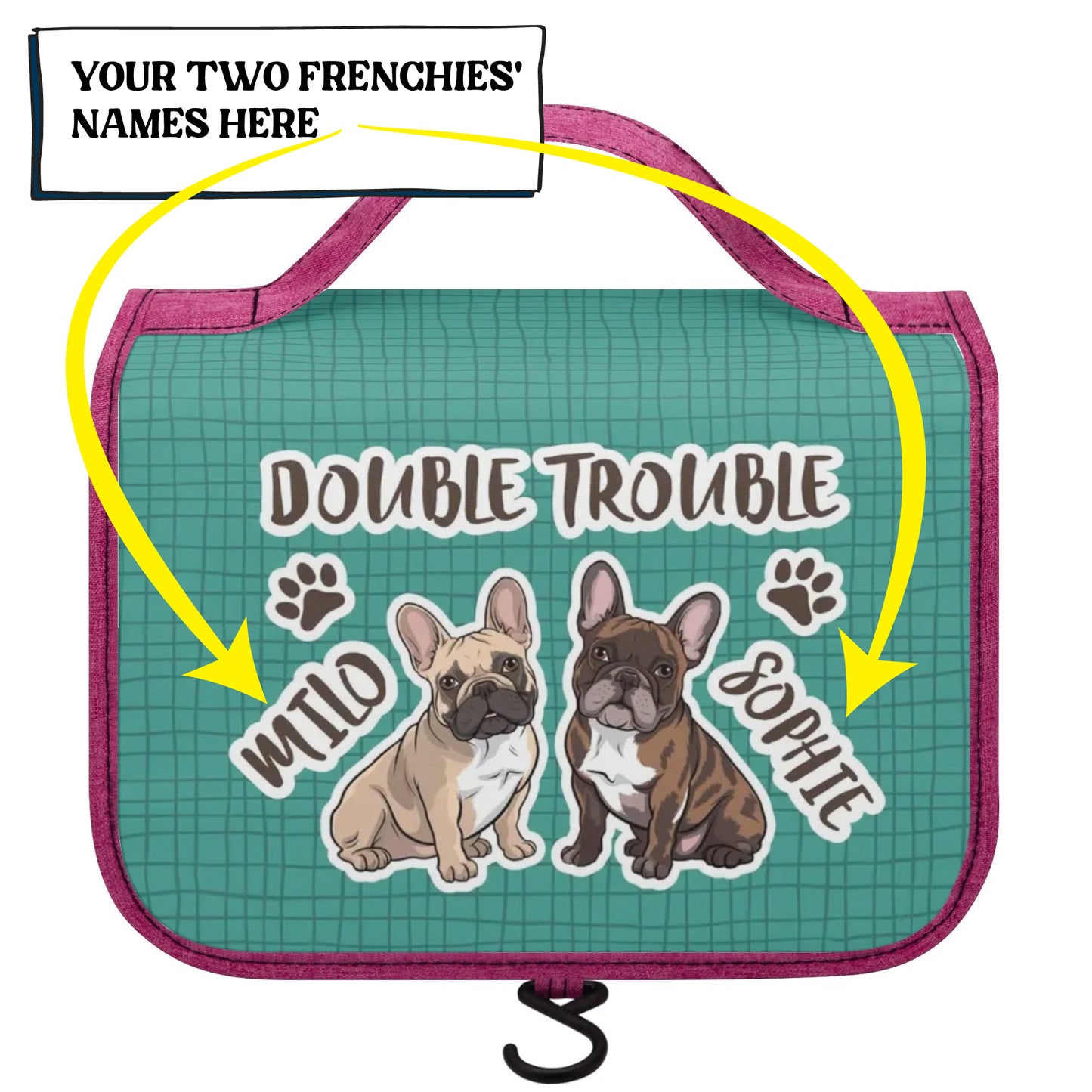 Personalized  Cosmetic Travel Bag with Your french  Bulldog’s Name