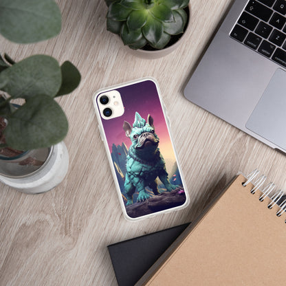 Dinosaur Frenchie iPhone Case - A Quirky and Prehistoric Choice for Pet Lovers and Dinosaur Admirers