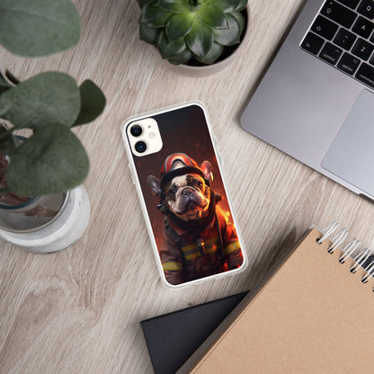 Firefighter Frenchie iPhone Case - A Brave and Adorable Choice for Pet Lovers and Firefighter Admirers