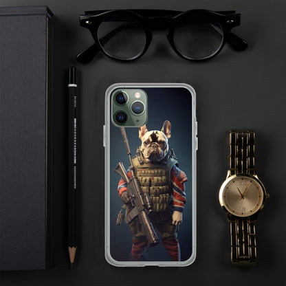 Soldier Frenchie iPhone Case - A Brave and Lovable Choice for Pet Lovers and Military Supporters