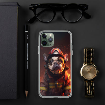 Firefighter Frenchie iPhone Case - A Brave and Adorable Choice for Pet Lovers and Firefighter Admirers