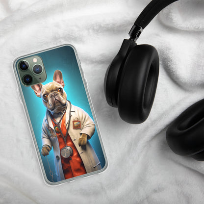 Doctor Frenchie iPhone Case - A Smart and Humorous Choice for Pet Lovers and Medical Enthusiasts