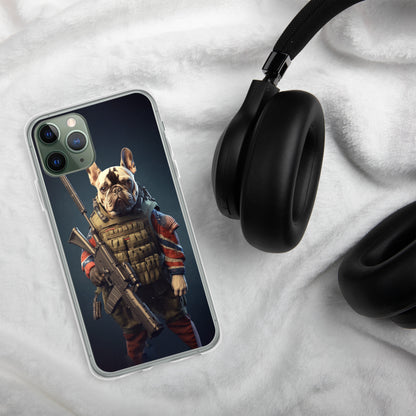 Soldier Frenchie iPhone Case - A Brave and Lovable Choice for Pet Lovers and Military Supporters