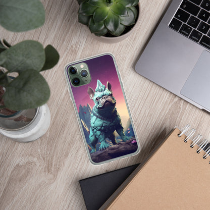 Dinosaur Frenchie iPhone Case - A Quirky and Prehistoric Choice for Pet Lovers and Dinosaur Admirers