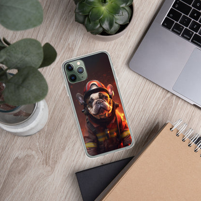 Firefighter Frenchie iPhone Case - A Brave and Adorable Choice for Pet Lovers and Firefighter Admirers