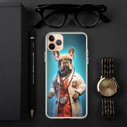 Doctor Frenchie iPhone Case - A Smart and Humorous Choice for Pet Lovers and Medical Enthusiasts