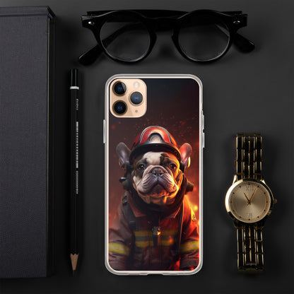 Firefighter Frenchie iPhone Case - A Brave and Adorable Choice for Pet Lovers and Firefighter Admirers