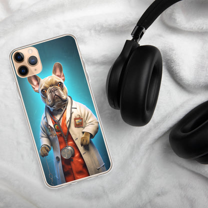 Doctor Frenchie iPhone Case - A Smart and Humorous Choice for Pet Lovers and Medical Enthusiasts