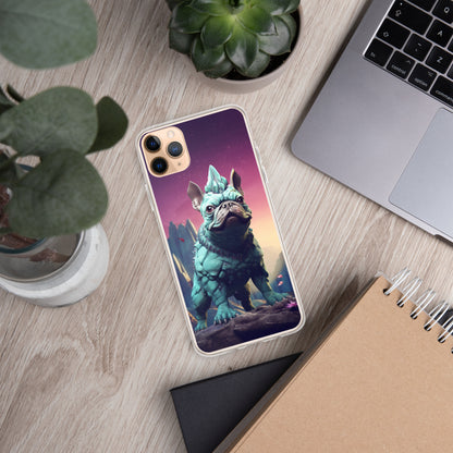 Dinosaur Frenchie iPhone Case - A Quirky and Prehistoric Choice for Pet Lovers and Dinosaur Admirers