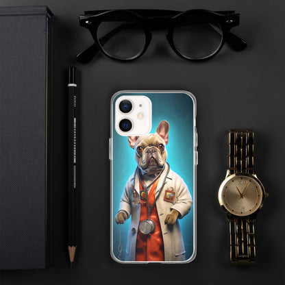 Doctor Frenchie iPhone Case - A Smart and Humorous Choice for Pet Lovers and Medical Enthusiasts