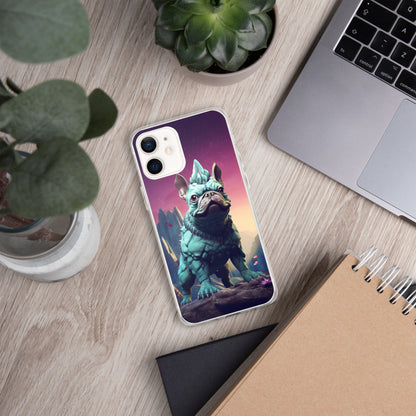 Dinosaur Frenchie iPhone Case - A Quirky and Prehistoric Choice for Pet Lovers and Dinosaur Admirers