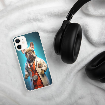 Doctor Frenchie iPhone Case - A Smart and Humorous Choice for Pet Lovers and Medical Enthusiasts