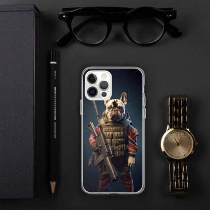 Soldier Frenchie iPhone Case - A Brave and Lovable Choice for Pet Lovers and Military Supporters