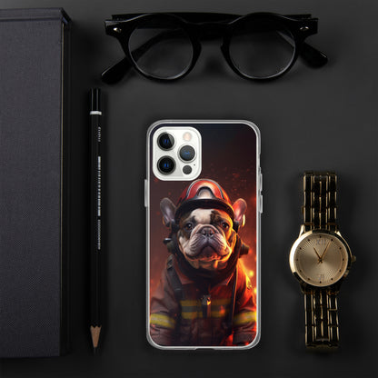 Firefighter Frenchie iPhone Case - A Brave and Adorable Choice for Pet Lovers and Firefighter Admirers