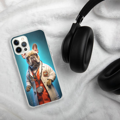 Doctor Frenchie iPhone Case - A Smart and Humorous Choice for Pet Lovers and Medical Enthusiasts