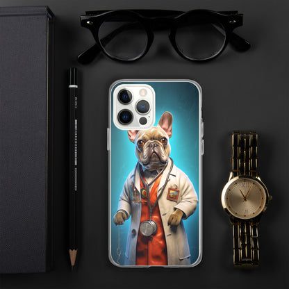 Doctor Frenchie iPhone Case - A Smart and Humorous Choice for Pet Lovers and Medical Enthusiasts