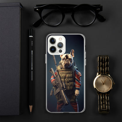 Soldier Frenchie iPhone Case - A Brave and Lovable Choice for Pet Lovers and Military Supporters