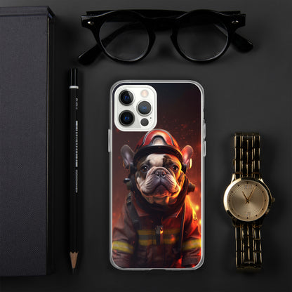 Firefighter Frenchie iPhone Case - A Brave and Adorable Choice for Pet Lovers and Firefighter Admirers