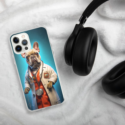 Doctor Frenchie iPhone Case - A Smart and Humorous Choice for Pet Lovers and Medical Enthusiasts