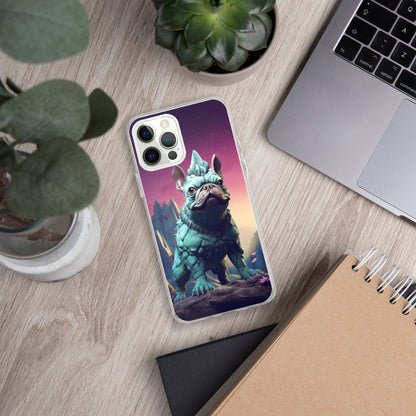 Dinosaur Frenchie iPhone Case - A Quirky and Prehistoric Choice for Pet Lovers and Dinosaur Admirers