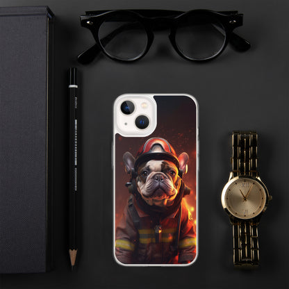 Firefighter Frenchie iPhone Case - A Brave and Adorable Choice for Pet Lovers and Firefighter Admirers