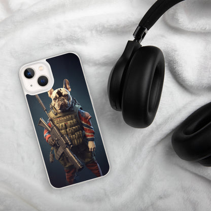 Soldier Frenchie iPhone Case - A Brave and Lovable Choice for Pet Lovers and Military Supporters