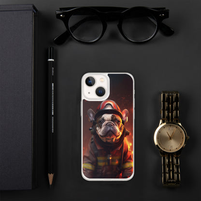 Firefighter Frenchie iPhone Case - A Brave and Adorable Choice for Pet Lovers and Firefighter Admirers