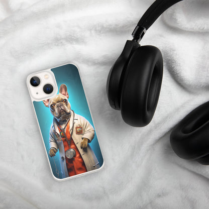 Doctor Frenchie iPhone Case - A Smart and Humorous Choice for Pet Lovers and Medical Enthusiasts