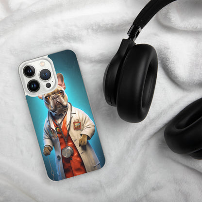 Doctor Frenchie iPhone Case - A Smart and Humorous Choice for Pet Lovers and Medical Enthusiasts