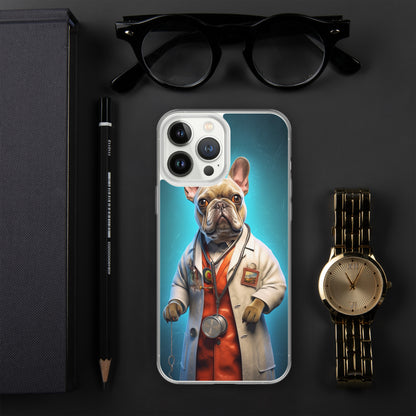 Doctor Frenchie iPhone Case - A Smart and Humorous Choice for Pet Lovers and Medical Enthusiasts