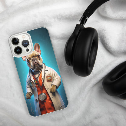 Doctor Frenchie iPhone Case - A Smart and Humorous Choice for Pet Lovers and Medical Enthusiasts