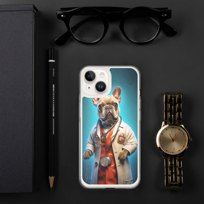 Doctor Frenchie iPhone Case - A Smart and Humorous Choice for Pet Lovers and Medical Enthusiasts