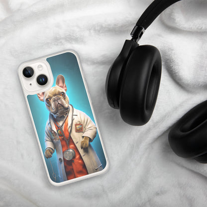 Doctor Frenchie iPhone Case - A Smart and Humorous Choice for Pet Lovers and Medical Enthusiasts