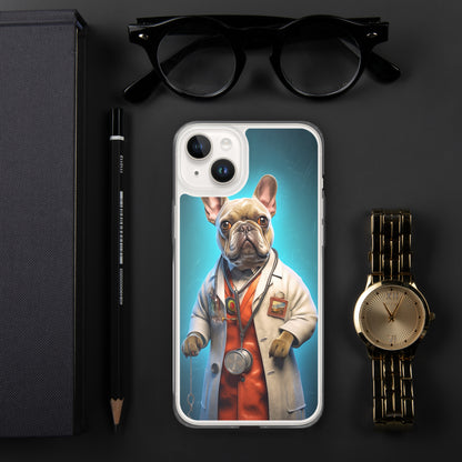 Doctor Frenchie iPhone Case - A Smart and Humorous Choice for Pet Lovers and Medical Enthusiasts