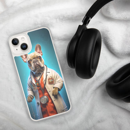 Doctor Frenchie iPhone Case - A Smart and Humorous Choice for Pet Lovers and Medical Enthusiasts