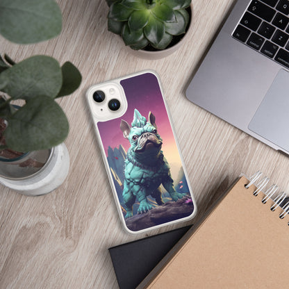 Dinosaur Frenchie iPhone Case - A Quirky and Prehistoric Choice for Pet Lovers and Dinosaur Admirers