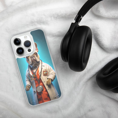 Doctor Frenchie iPhone Case - A Smart and Humorous Choice for Pet Lovers and Medical Enthusiasts